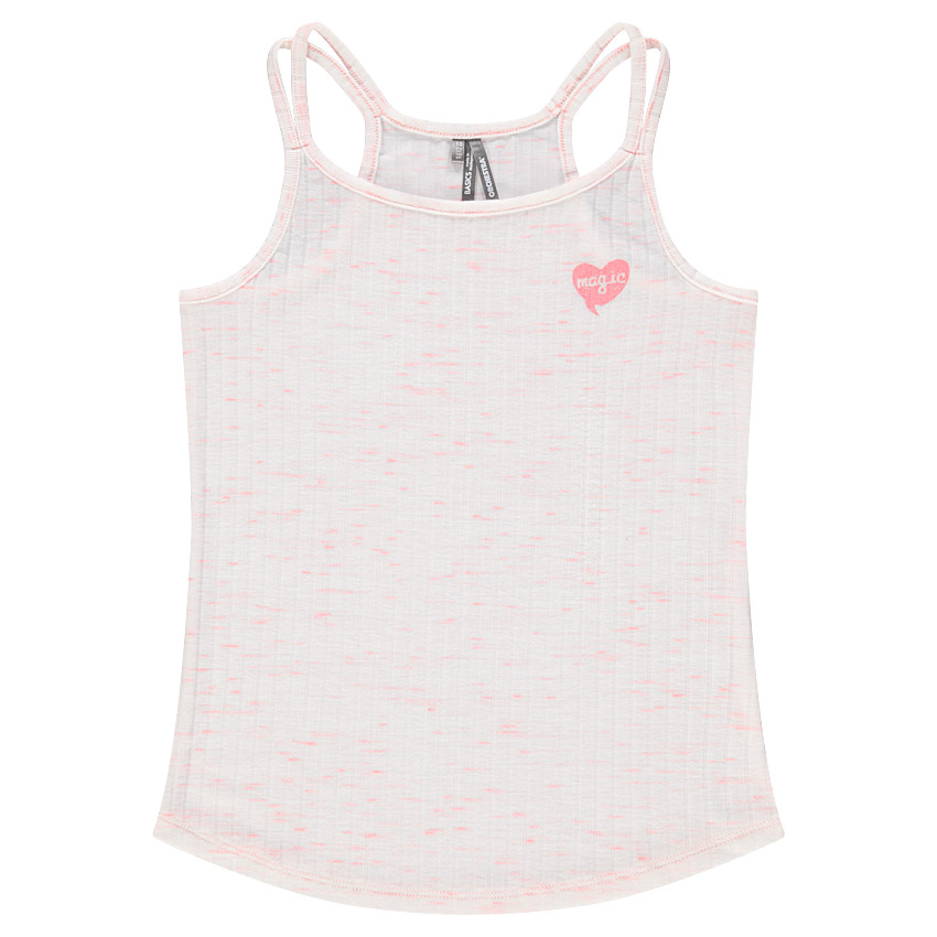 Débardeur côtelé en jersey slub avec coeur pailleté printé 