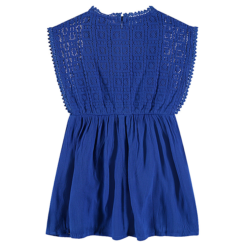 Robe sans manches en crépon et dentelle 