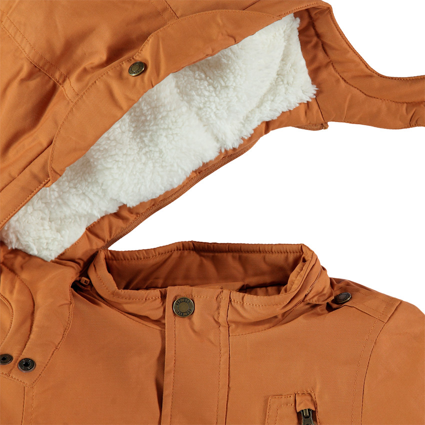 Parka en toile doublée sherpa à capuche amovible 