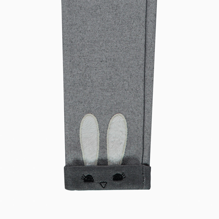 Jegging chiné avec oreilles en sherpa et revers brodés 