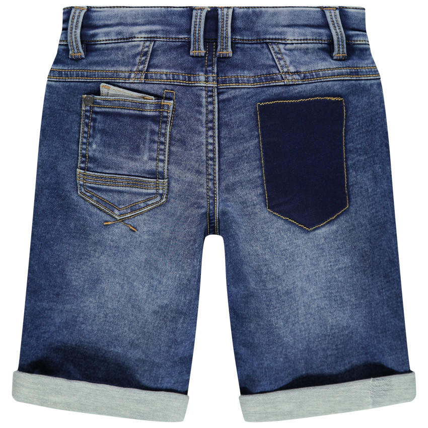 Bermuda en jean effet used à découpes 