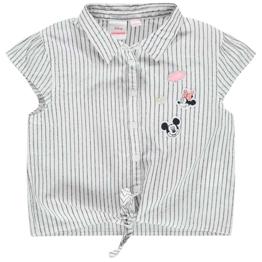 Chemise manches courtes à rayures et patchs Mickey Minnie Disney 