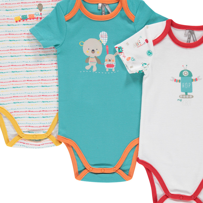 Lot de 5 bodies manches courtes en jersey 