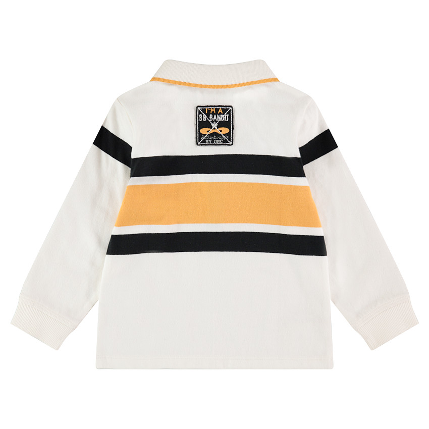 Polo manches longues avec bandes contrastées 