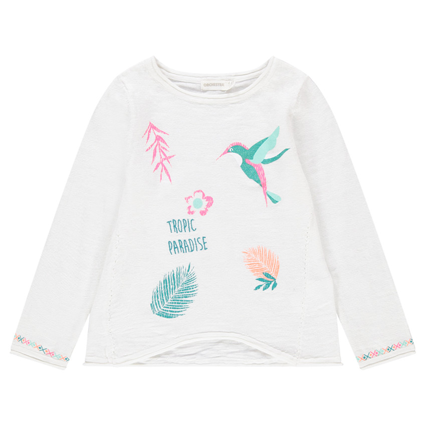 Pull en tricot avec motifs brodés et printés 