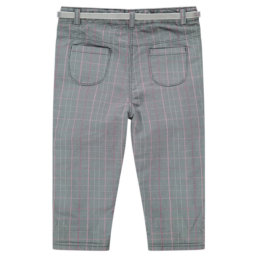 Pantalon à carreaux doublé jersey avec ceinture argentée amovible 