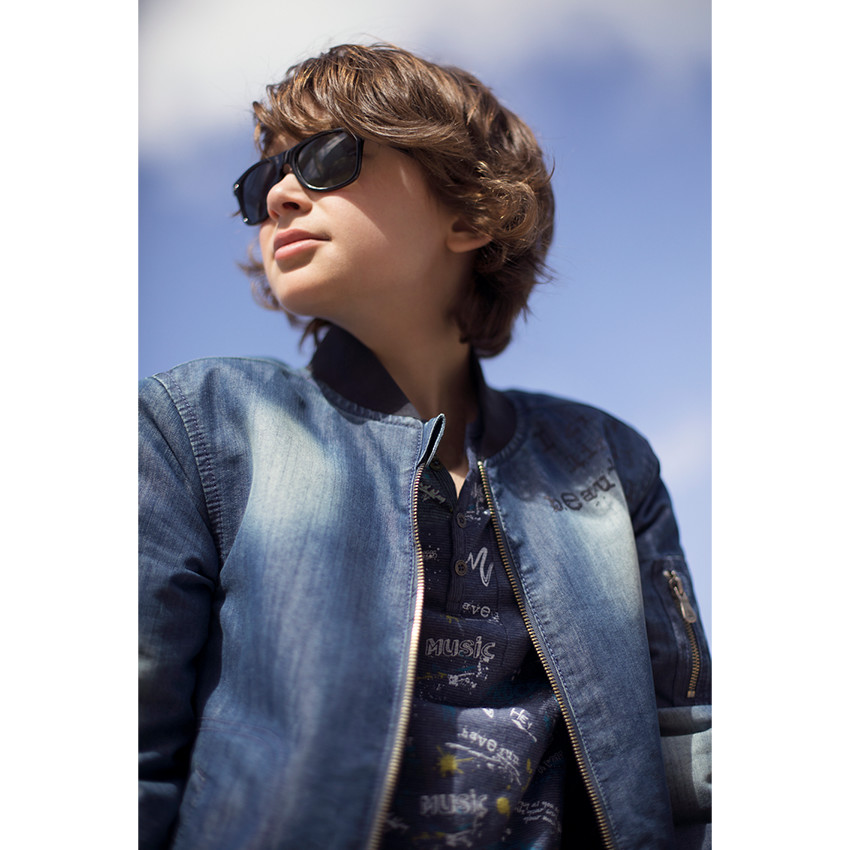 Junior - Blouson effet jeans used avec poche zippée 