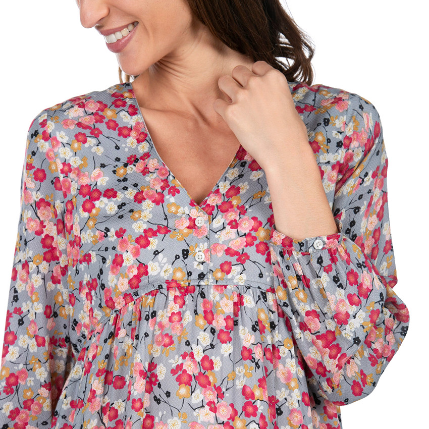 Robe de grossesse manches longues avec imprimé fleurs 