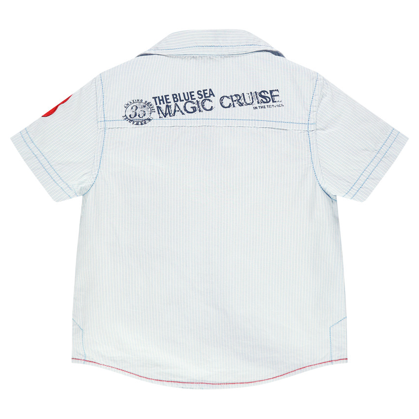 Chemise manches courtes rayée avec poche et message printé 