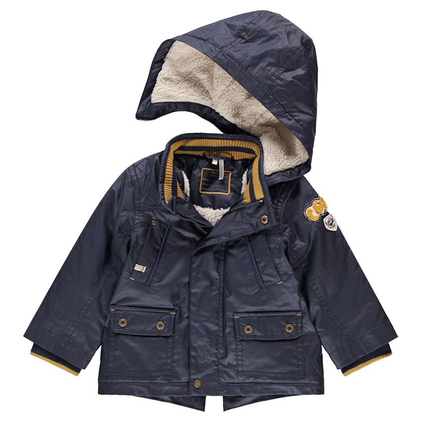 Parka enduite avec doublure en sherpa et poches 