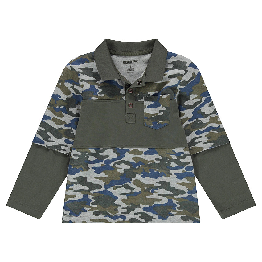 Polo effet 2 en 1 avec motif army et poche 