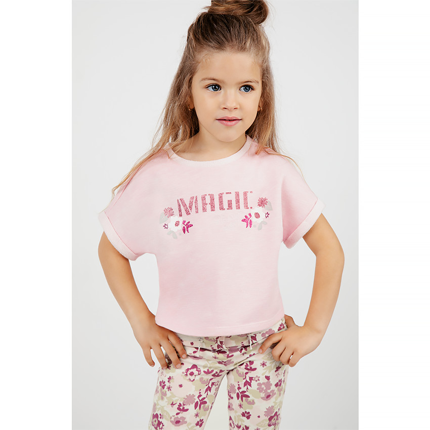 Sweat court en molleton avec inscription pailletée sur le devant 