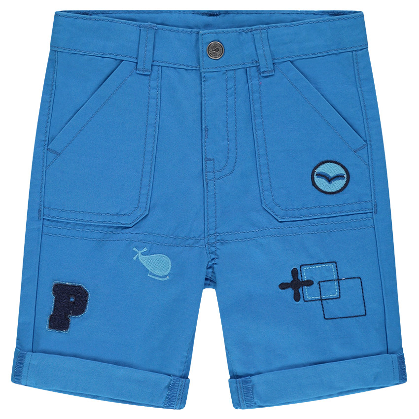 Bermuda en twill avec badges patchés et broderies 