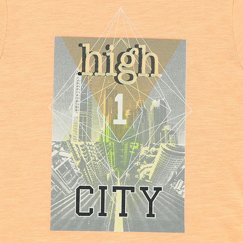 Tee-shirt manches courtes en jersey slub avec print buildings 