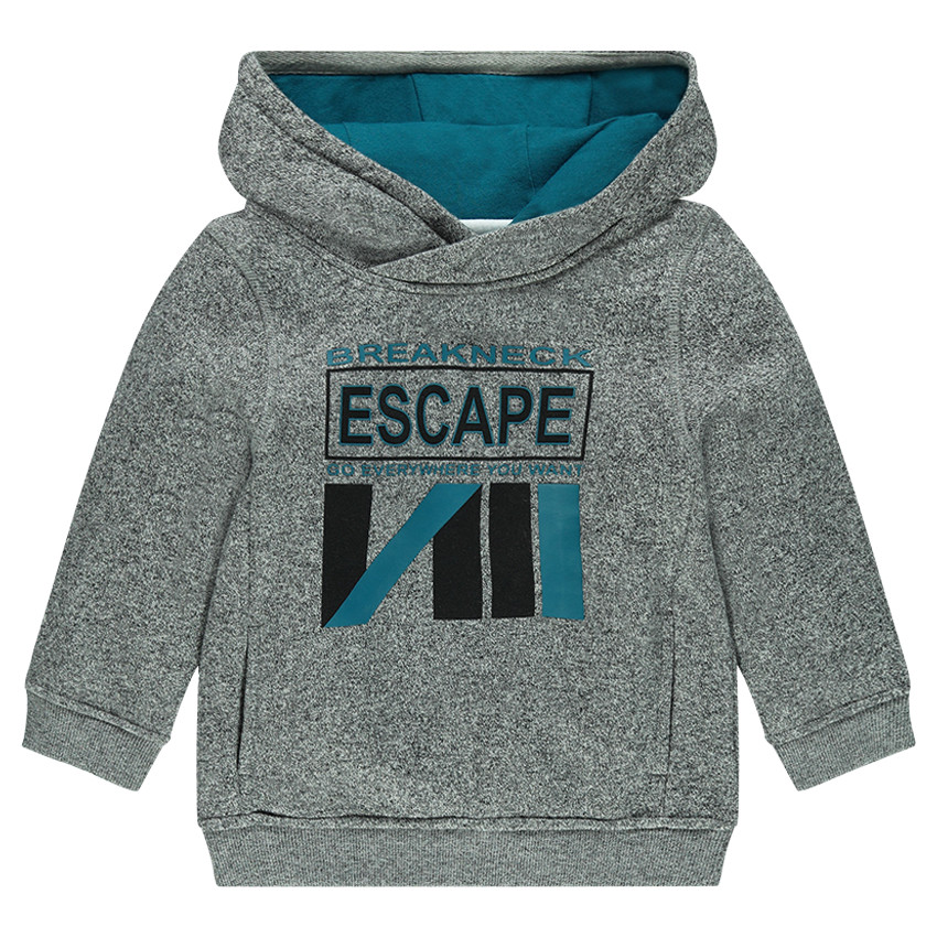 Sweat à capuche en molleton chiné avec inscription printée 