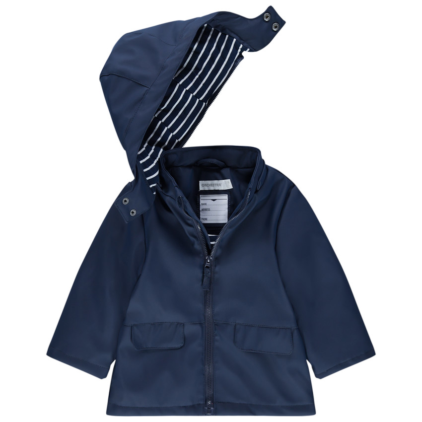 Parka en gomme doublée jersey à rayures 