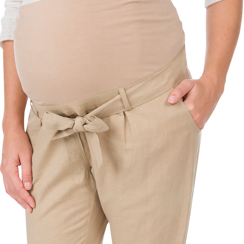Pantalon de grossesse coupe chino en lin et coton 