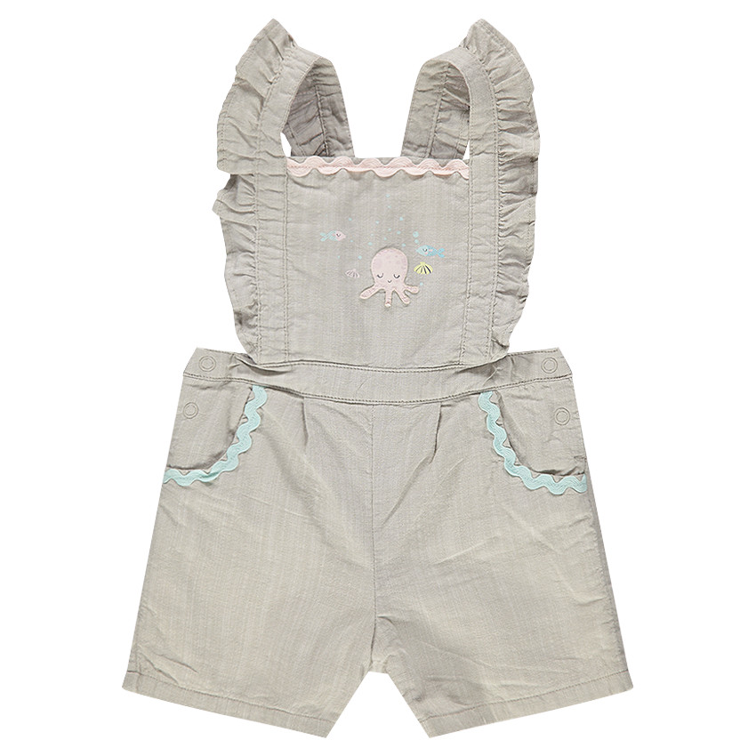 Salopette en coton et lin avec biais fantaisie 