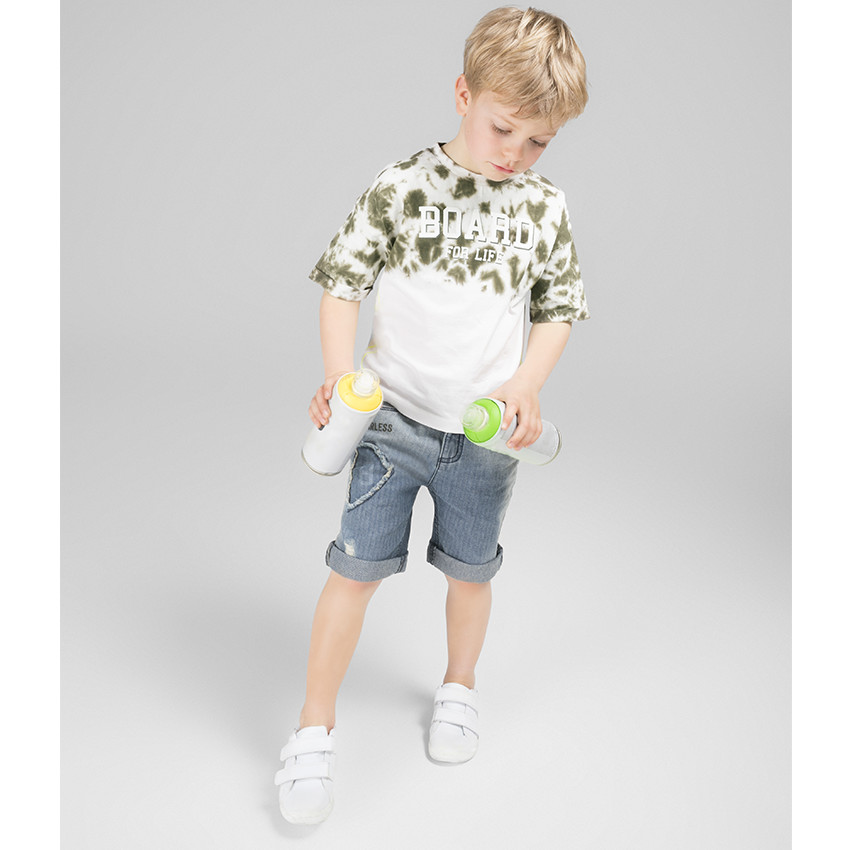 Bermuda en jeans effet used avec ceinture amovible 