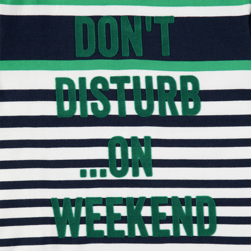 Junior - Marinière à rayures vertes et inscription en velours 