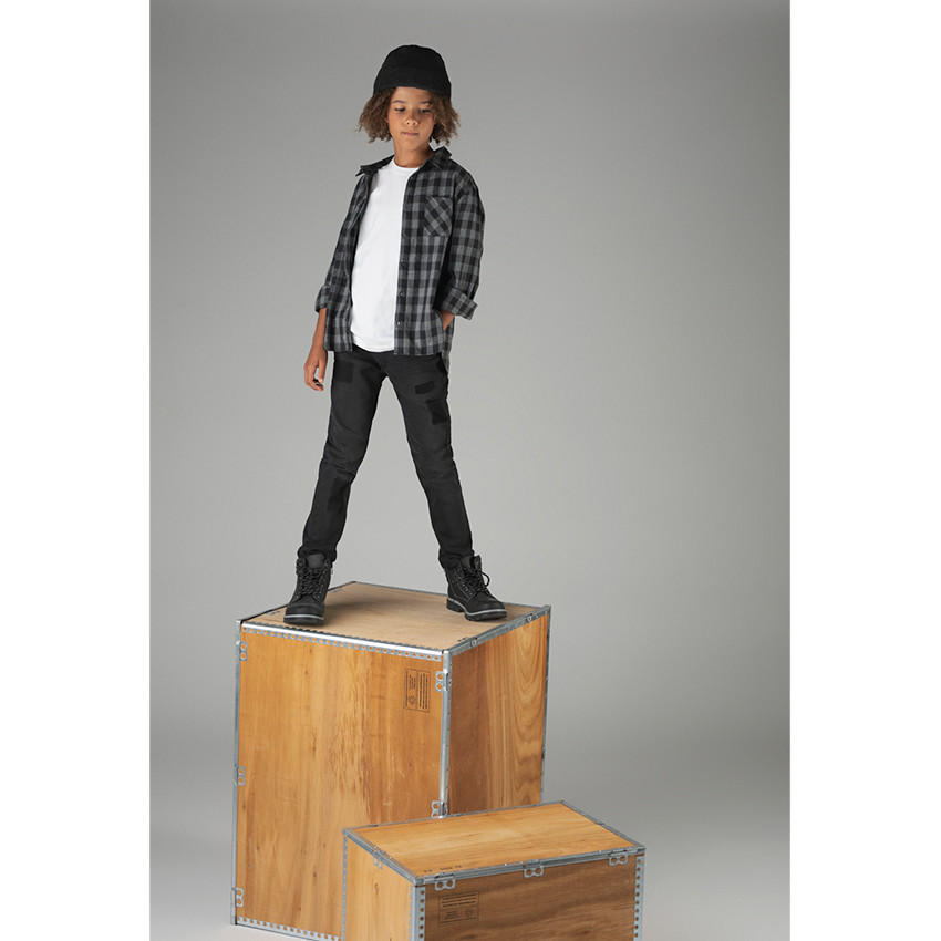 Junior - Chemise manches longues à carreaux all-over 