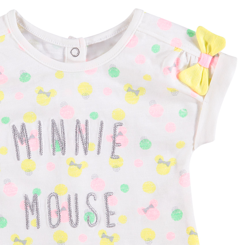 Ensemble avec tee-shirt print Minnie Disney et short rayé 