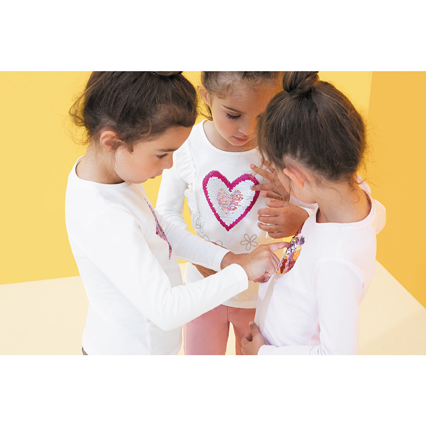 T-shirt manches longues en jersey avec motif en sequins 