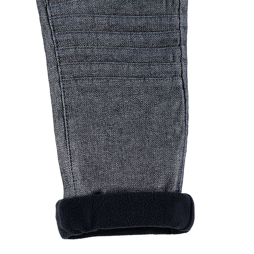 Pantalon chiné doublé polaire avec surpiqûres sur les jambes 