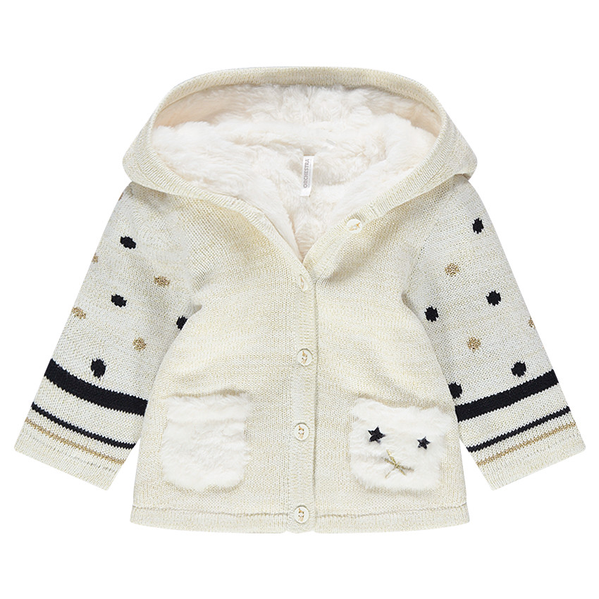 Veste à capuche en tricot avec motifs graphiques doublé sherpa 