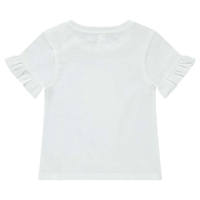 Tee-shirt à manches courtes volantées avec print et fantaisie sur le devant 