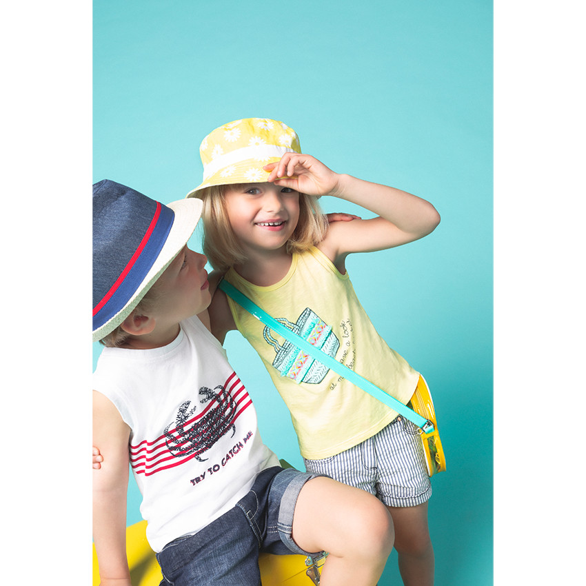 Débardeur en jersey avec panier printé et broderies 