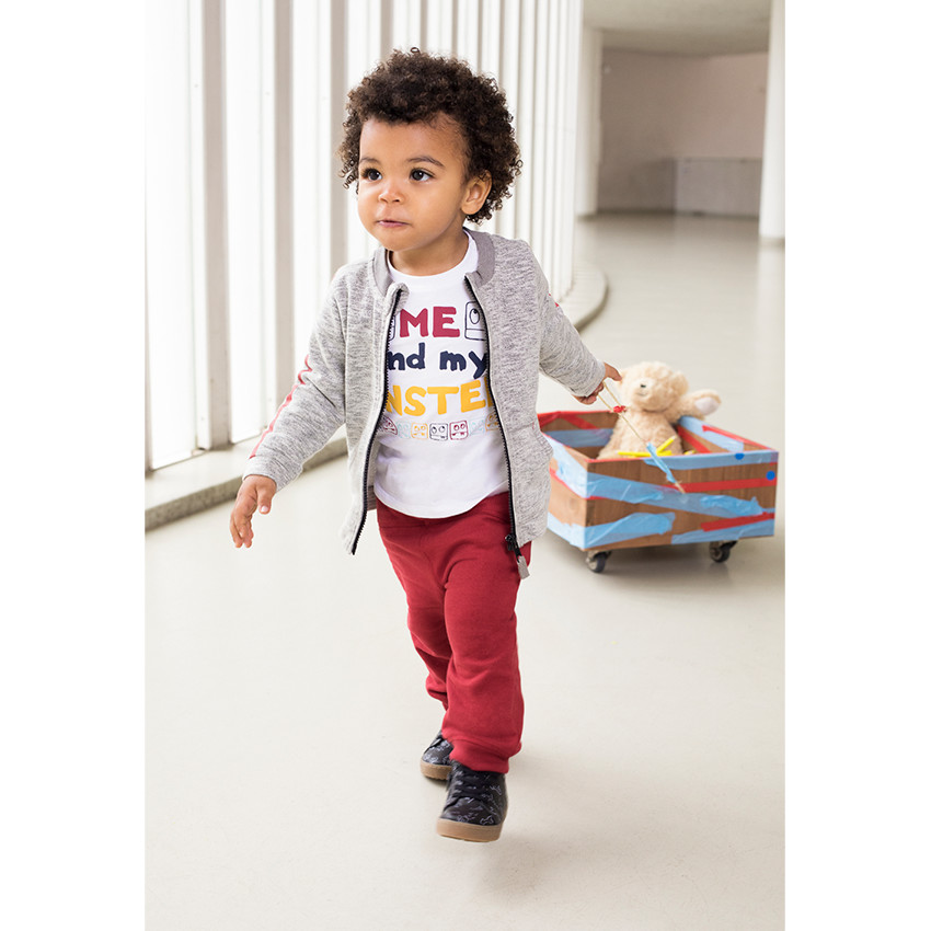 Gilet en molleton neps avec bandes printées et ouverture zippée 