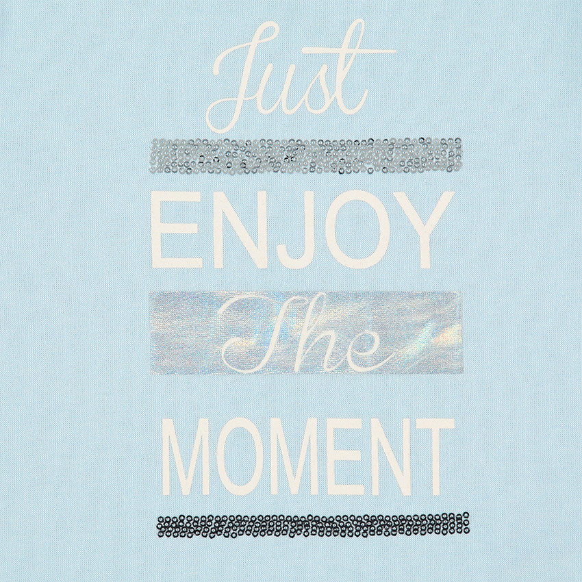 Junior - Sweat en molleton uni avec message printé et sequins 