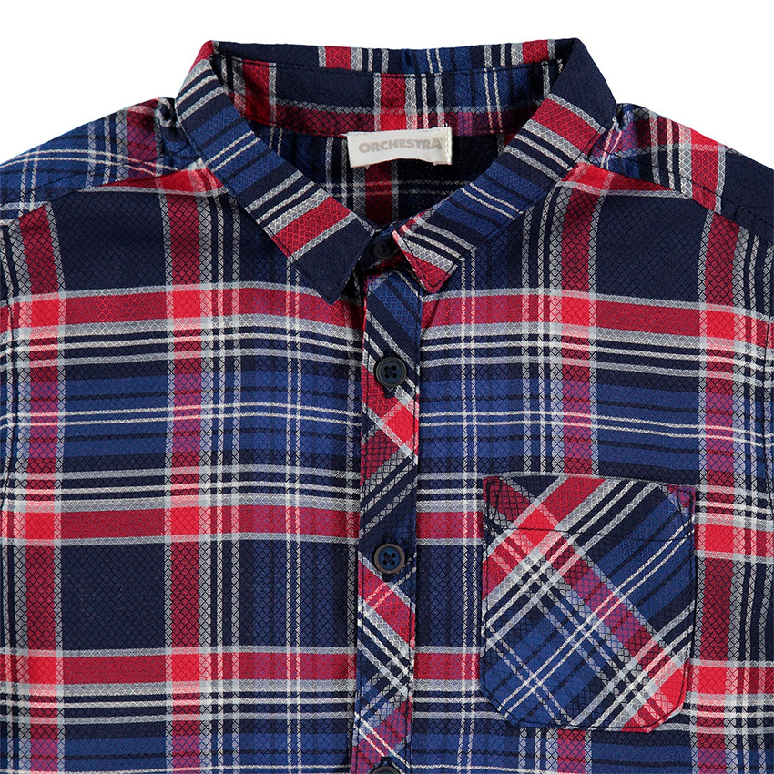 Chemise manches longues à carreaux sur armure fantaisie 