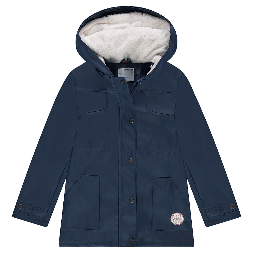 Junior - Parka en gomme à capuche doublée sherpa 