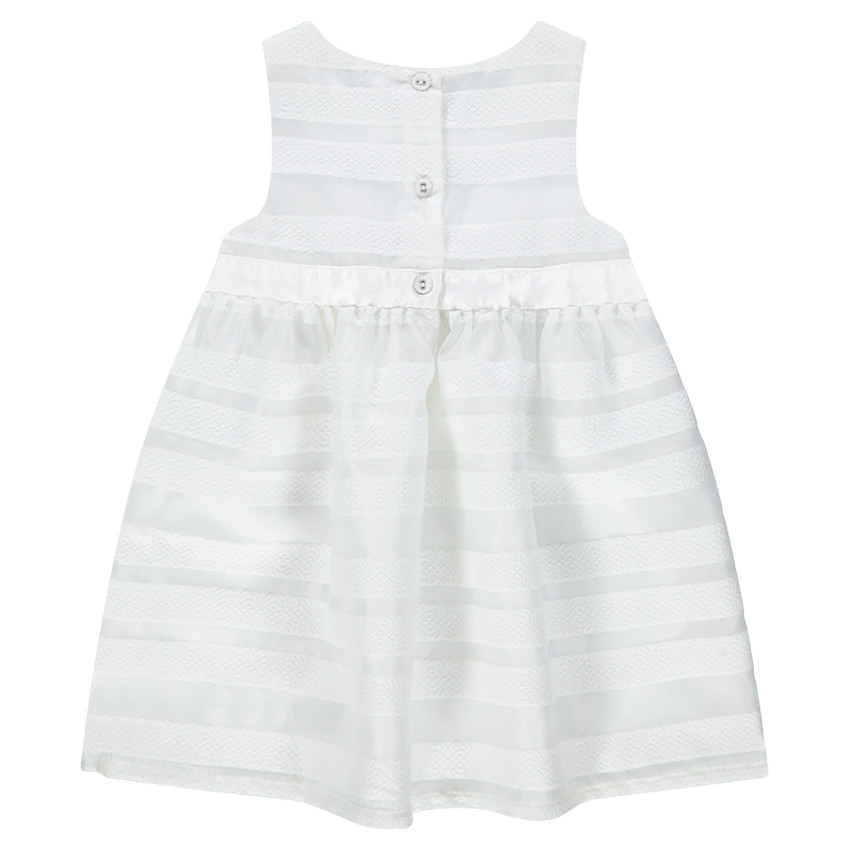 Robe de cérémonie blanche avec rayures et noeud satiné 