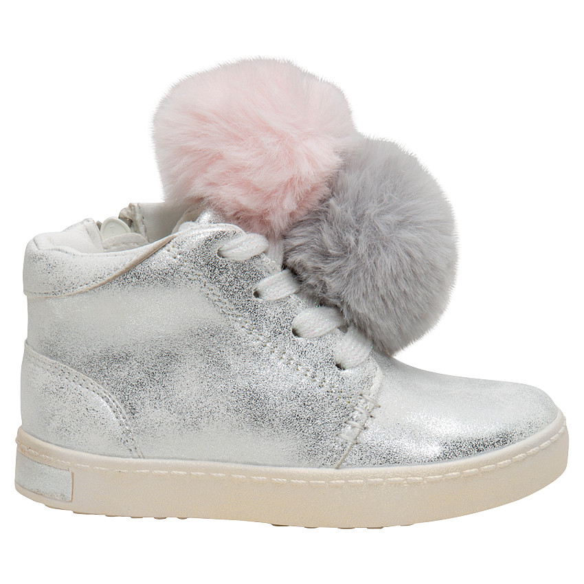 Bottillons à lacets argentés avec pompons en sherpa Du 24 au 27 