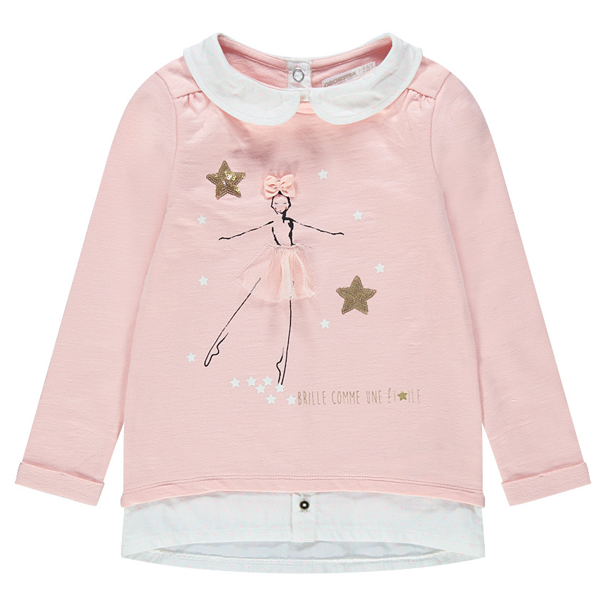 Sweat en molleton avec col Claudine et danseuse printée  