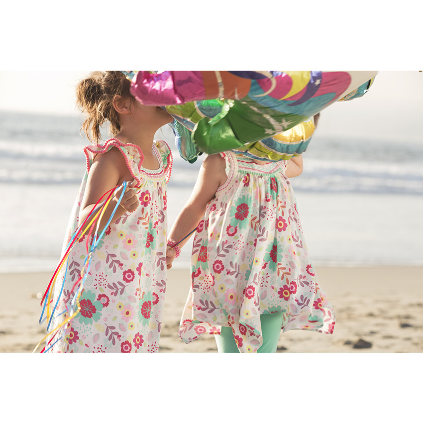 Tunique volantée imprimée fleurs all-over avec détails brodés 