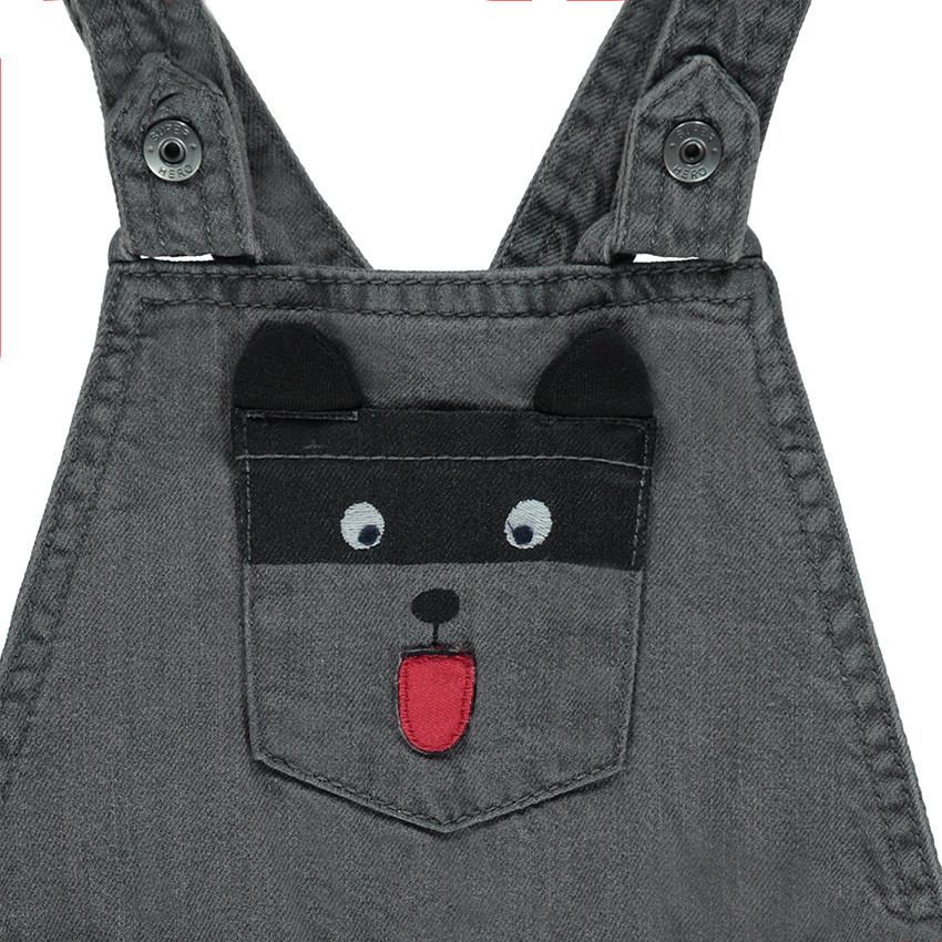 Salopette en jeans effet used doublée micropolaire 