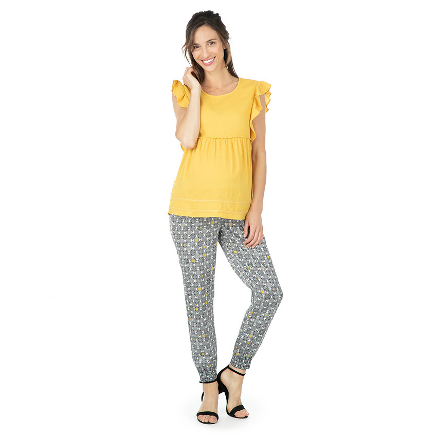 Pantalon de grossesse en crêpe avec imprimé graphique all-over 