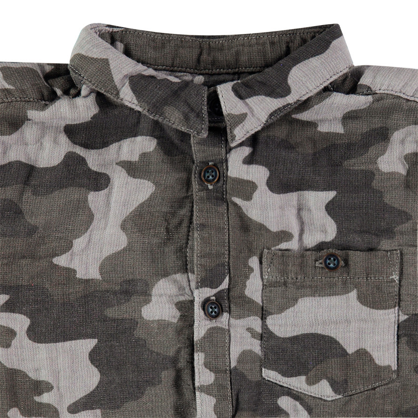 Chemise manches longues motif army avec poche 