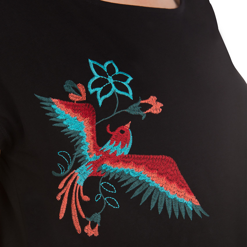 Tee-shirt de grossesse manches courtes avec oiseaux brodés 