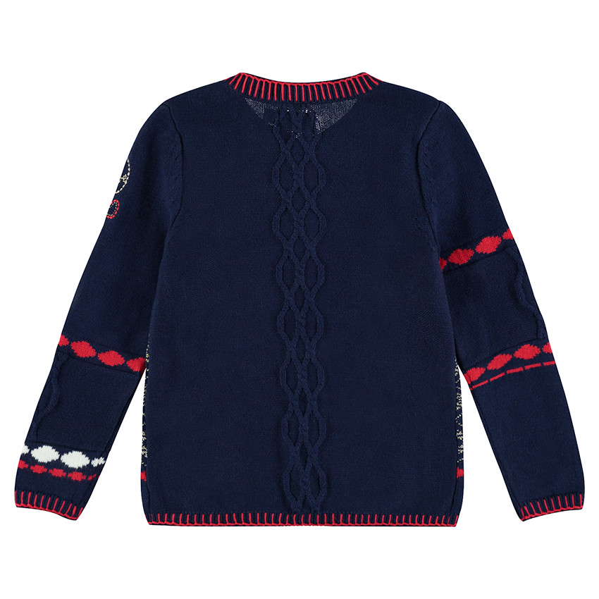 Gilet en tricot avec motifs jacquard et touches de doré 