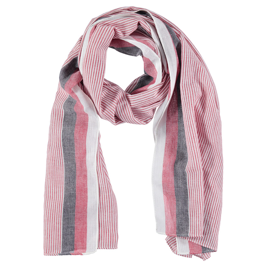 Chèche en voile de coton à rayures all-over 