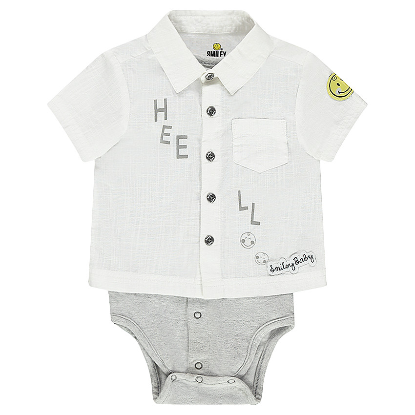 Body manches courtes effet 2 en 1 style chemise Smiley 