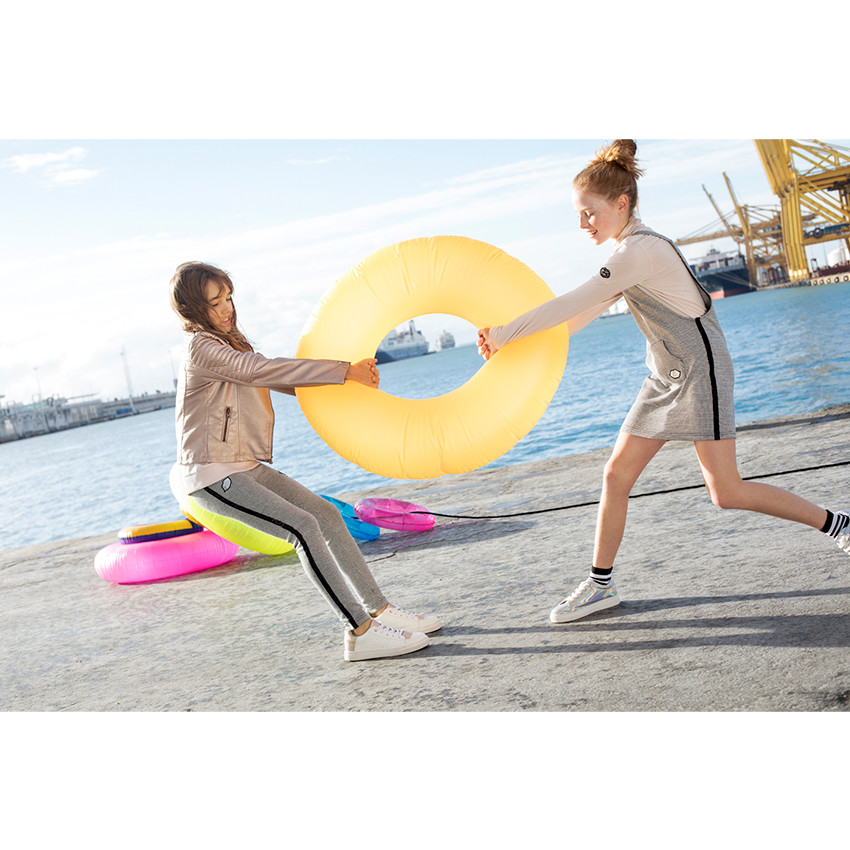 Junior - Jegging en molleton pied de poule avec badges et bandes brillantes 