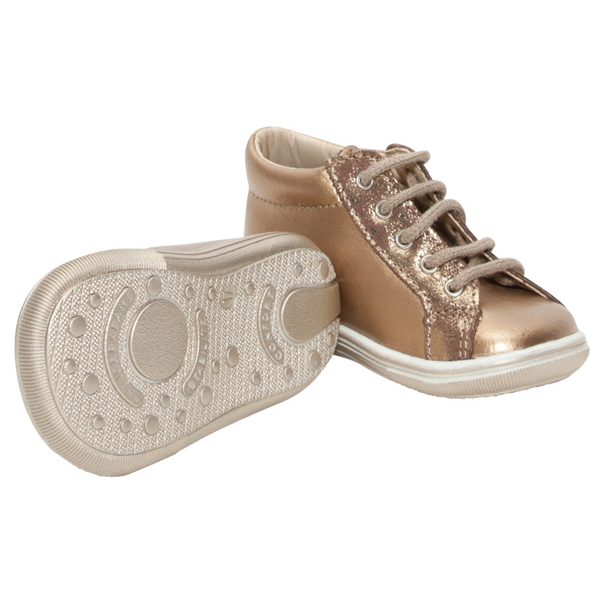 Bottillons dorés en cuir avec patch noeud 