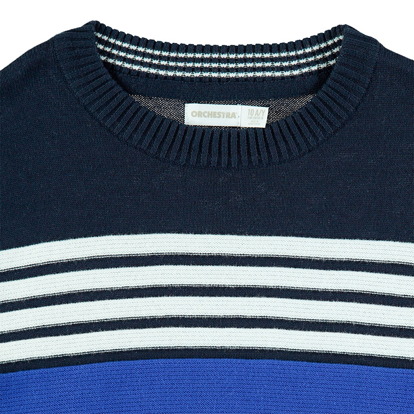 Junior - Pull en tricot avec bandes contrastées en jacquard 