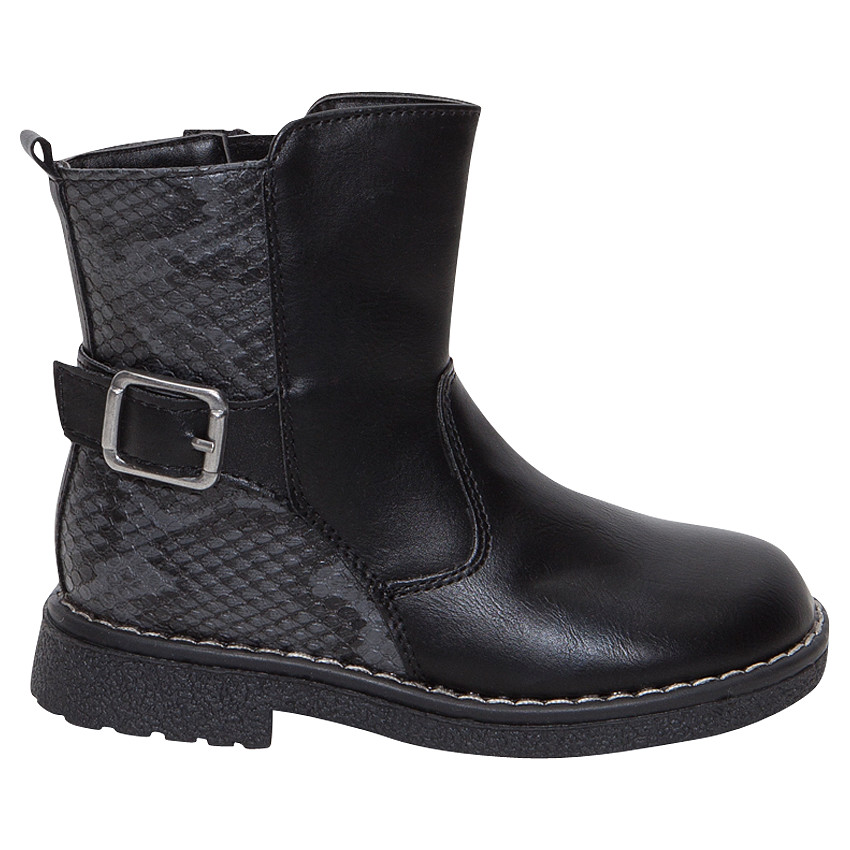 Bottines en simili cuir avec boucle fantaisie et empiècement serpent 